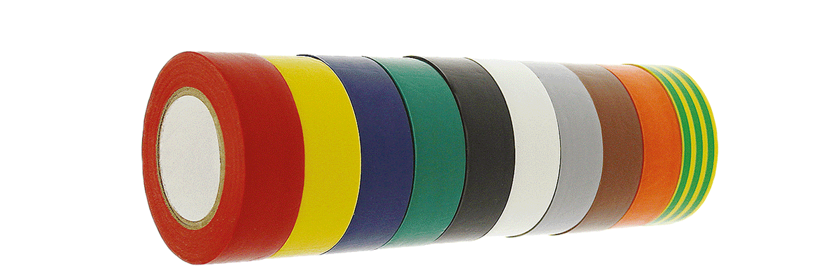 Ruban adhésif PVC couleur petites largeurs. Colis de 144 rouleaux.